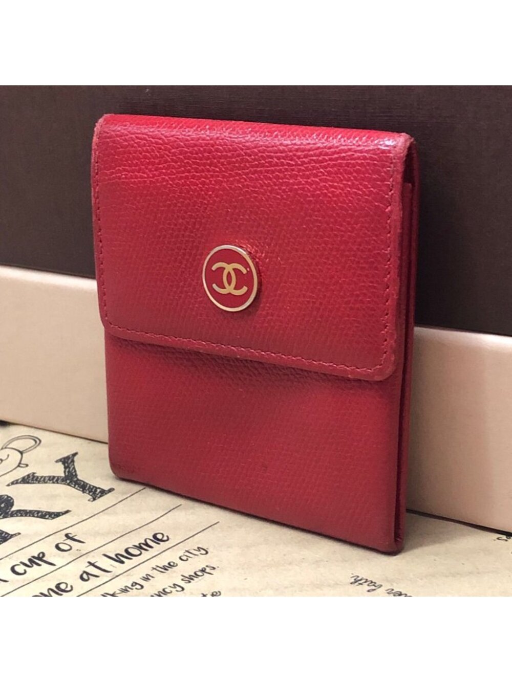 Chanel Coin Purse Red Coco Buttons